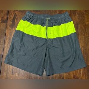 OP Grey and Neon Yellow Swim Trunks Men’s Size Large (36-38)